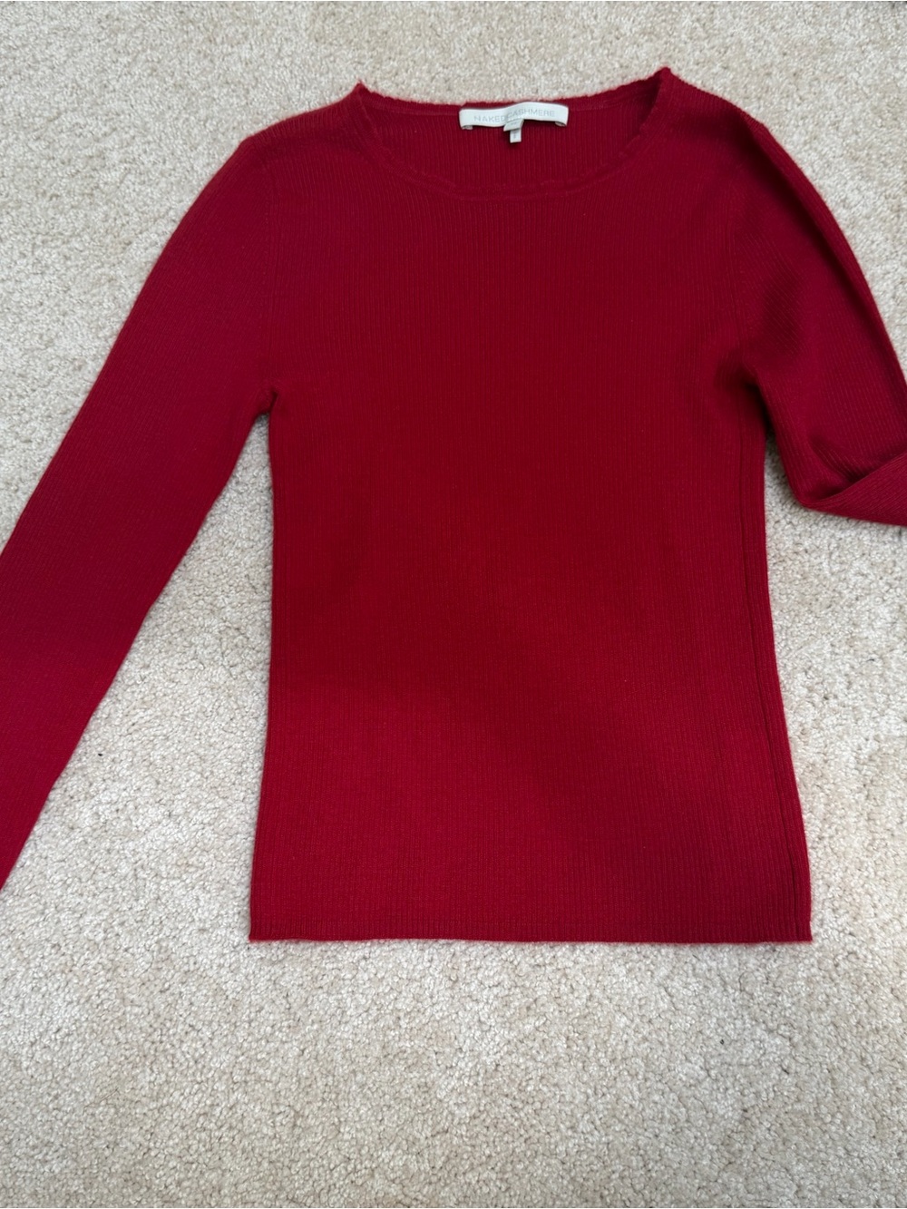 Naked Cashmere Classic Ribbed Crewneck Sweater - Red XS